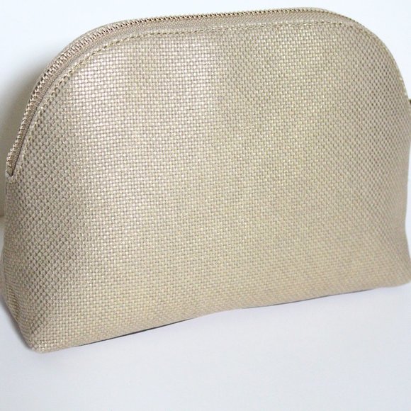 NWT Michael Kors Large Gold Canvas Travel Pouch - Picture 2 of 5